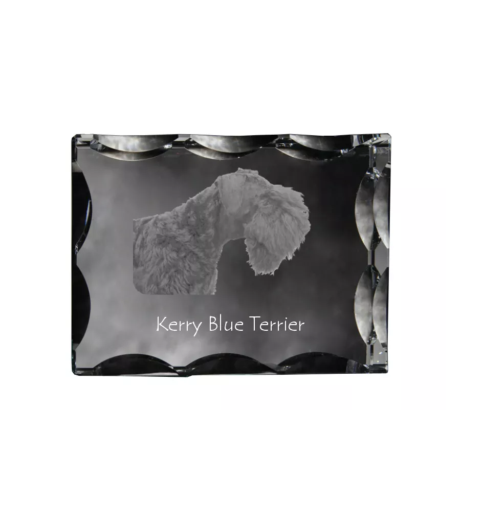 Kerry Blue Terrier, Irish Blue Terrier - Kristall mit einem Hundebild, Glasstatuette mit einem Bild, einzigartiger Bilderrahmen der Marke Art-Dog