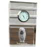 Komondor, Hungarian sheepdog, Mop Dog - glass clock with a photo, photo of a dog in crystal, personalized standing office clock by Art-Dog brand