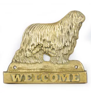 Komondor - une plaque de porte avec un chien, une plaque de bienvenue en laiton, une enseigne exceptionnelle avec l'inscription Welcome de la marque Art-Dog