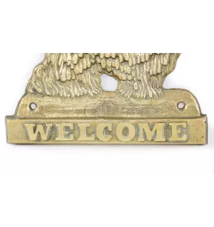 Komondor, Hungarian sheepdog, Mop Dog - a door sign with a dog, a brass welcome plaque, a unique sign with the inscription Welcome from the Art-Dog brand