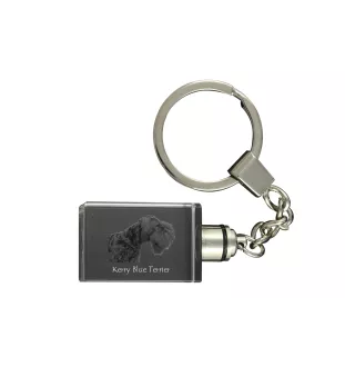 Kerry Blue Terrier, Irish Blue Terrier - Crystal key ring with dog photo, illuminated key ring, unique gift by Art-Dog brand