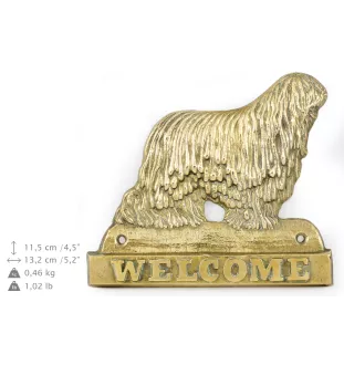 Komondor - une plaque de porte avec un chien, une plaque de bienvenue en laiton, une enseigne exceptionnelle avec l'inscription Welcome de la marque Art-Dog
