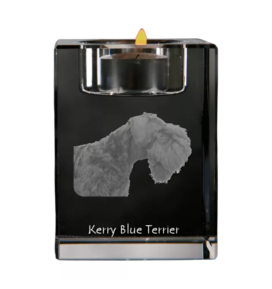 Kerry Blue Terrier świecznik kryształowy z psem Art-Dog