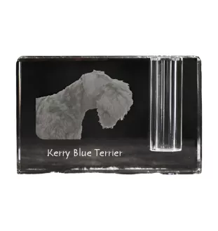 Terrier Kerry Blue - Porte-stylos, organiseur en cristal avec photo de chien, décoration de bureau unique par la marque Art-Dog