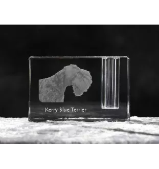 Terrier Kerry Blue - Porte-stylos, organiseur en cristal avec photo de chien, décoration de bureau unique par la marque Art-Dog