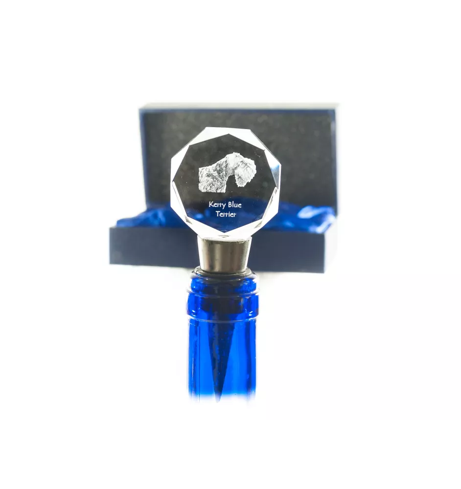 Kerry Blue Terrier, Irish Blue Terrier - Flaschenverschluss, Weinverschluss aus Kristall mit Foto, personalisiertes Geschenk für Barkeeper der Marke Art-Dog