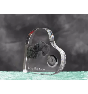 Kerry Blue Terrier, Irish Blue Terrier - Kristalluhr mit einem Hundebild, Herzregal-Uhr, personalisierte Standuhr der Marke Art-Dog