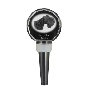 Kerry Blue Terrier, Irish Blue Terrier - Crystal bottle stopper, unique wine stopper with photo, personalised gift for sommelier by Art-Dog brand