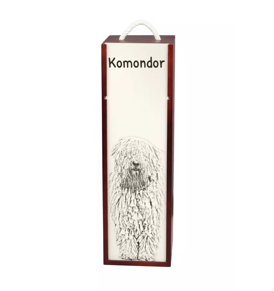 Komondor - Weinbox mit Hund, Alkoholbox mit Grafik, personalisierte Geschenkbox der Marke Art-Dog