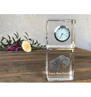 Kerry Blue Terrier, Irish Blue Terrier - crystal clock with a photo, a photo of a dog in crystal, personalized desk clock by Art-Dog brand