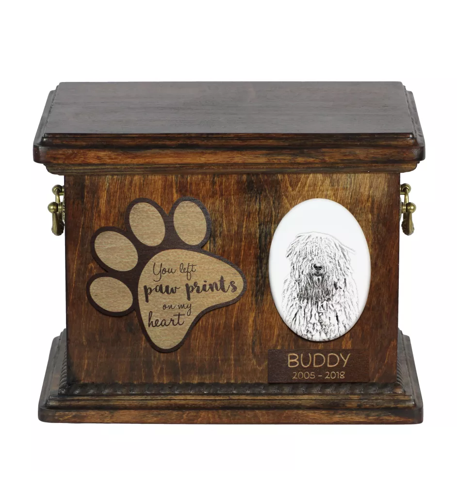 Komondor, Hungarian sheepdog, Mop Dog - urn for dog ashes, personalized urn with a photo, dog photo urn by Art-Dog