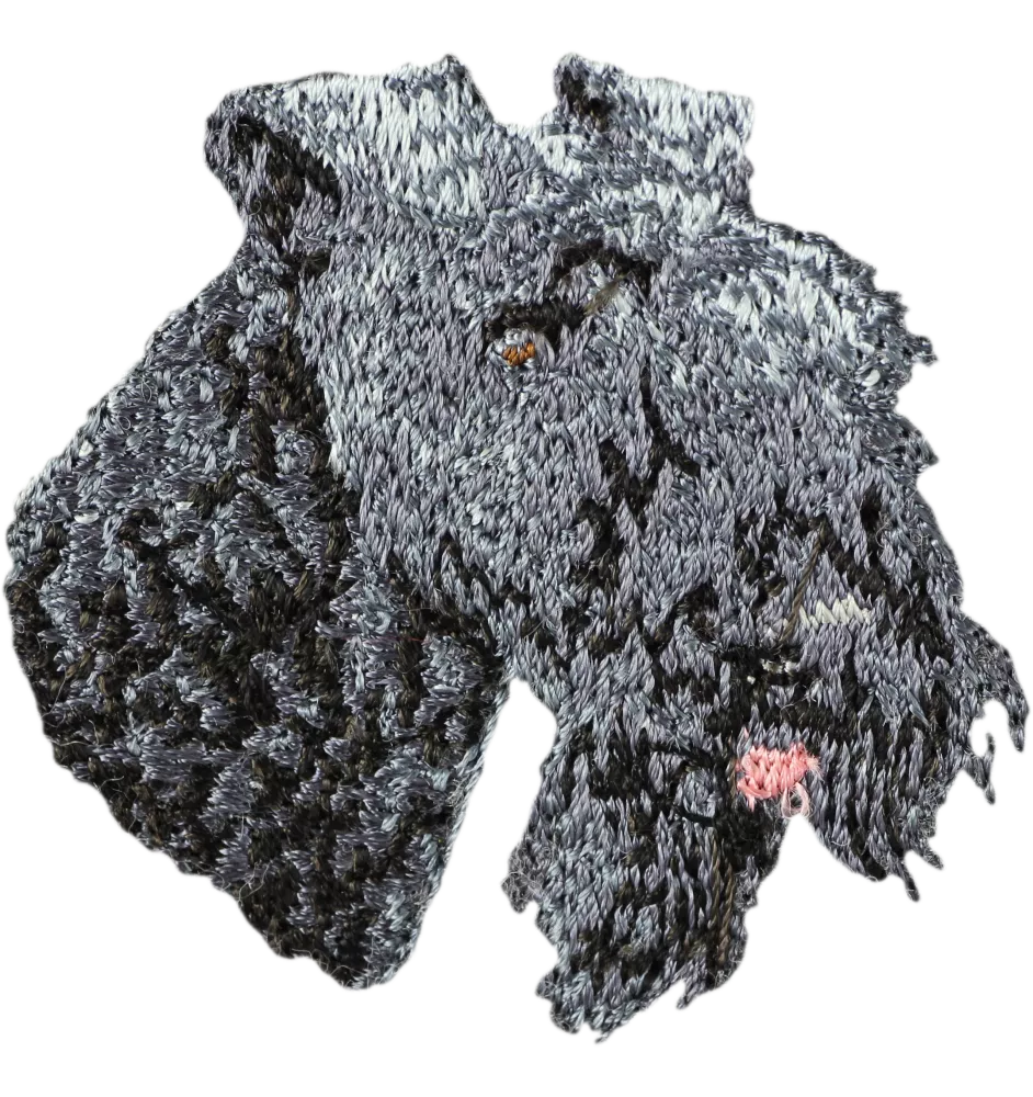 Kerry Blue Terrier, Irish Blue Terrier - dog-shaped patch, embroidered patch, unique decoration for Art-Dog backpack