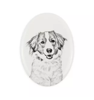 Kooikerhondje - commemorative plaque with a photo of a dog, tombstone with a print, personalized oval plaque from the Art-Dog brand