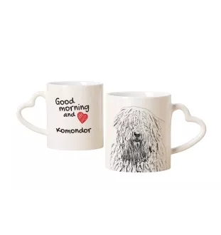 Komondor, Hungarian sheepdog, Mop Dog - cup with a dog, adorable cup with a heart-shaped handle, universal gift from the Art-Dog brand