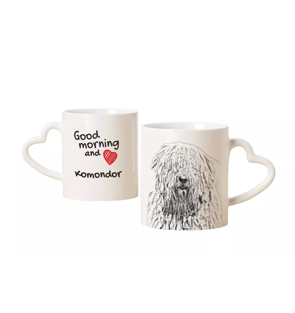Komondor - tasse avec chien, une tasse adorable avec une anse en forme de cœur, un cadeau universel de la marque Art-Dog