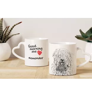 Komondor, Hungarian sheepdog, Mop Dog - cup with a dog, adorable cup with a heart-shaped handle, universal gift from the Art-Dog brand
