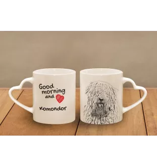 Komondor - tasse avec chien, une tasse adorable avec une anse en forme de cœur, un cadeau universel de la marque Art-Dog