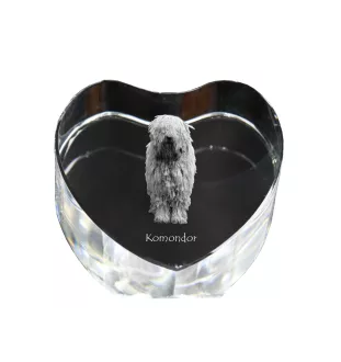 Komondor - une photo de chien dans un cristal, un cœur en cristal, un cadre photo exceptionnel de la marque Art-Dog