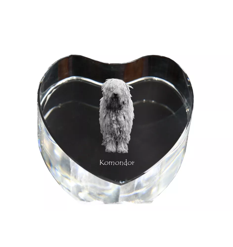 Komondor - une photo de chien dans un cristal, un cœur en cristal, un cadre photo exceptionnel de la marque Art-Dog