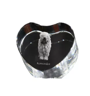 Komondor - Hundebild im Kristall, Kristallherz, einzigartiger Bilderrahmen der Marke Art-Dog
