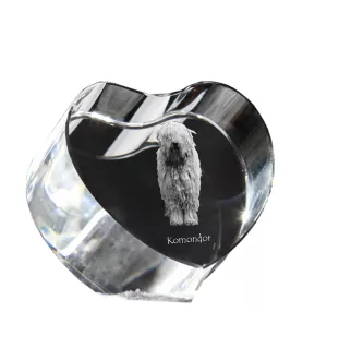 Komondor, Hungarian sheepdog, Mop Dog - a photo of a dog in crystal, crystal heart, unique photo frame from the Art-Dog brand
