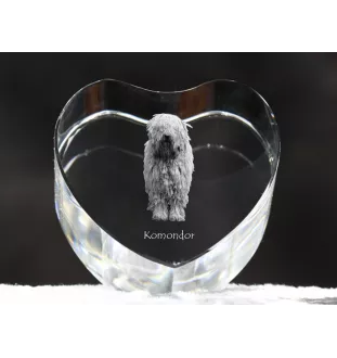 Komondor - une photo de chien dans un cristal, un cœur en cristal, un cadre photo exceptionnel de la marque Art-Dog