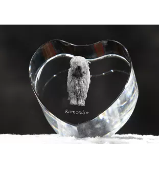 Komondor - une photo de chien dans un cristal, un cœur en cristal, un cadre photo exceptionnel de la marque Art-Dog