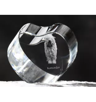 Komondor - une photo de chien dans un cristal, un cœur en cristal, un cadre photo exceptionnel de la marque Art-Dog