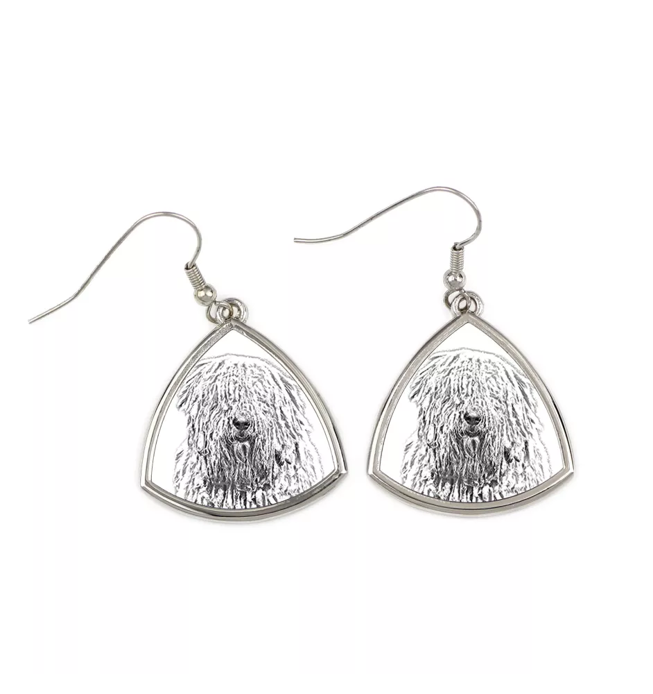 Komondor - boucles d'oreilles avec chien, boucles d'oreilles pendantes avec photo, bijoux personnalisés avec impression de la marque Art-Dog