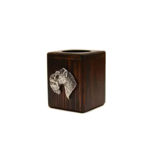 Terrier Kerry Blue I - bougeoir en bois avec un chien, un souvenir unique après la perte d'un chien, une œuvre artisanale de la marque Art-Dog