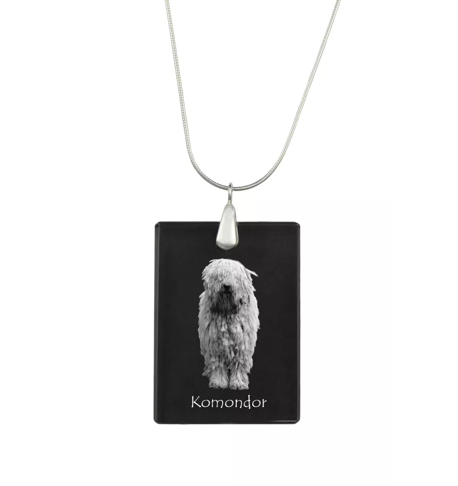 Komondor, Hungarian sheepdog, Mop Dog - Crystal pendant with dog, silver necklace with photo, personalised pendant by Art-Dog brand