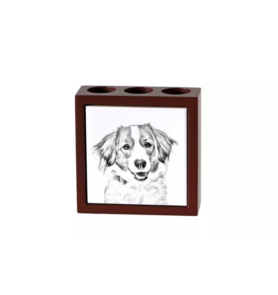 Kooikerhondje - Stifthalter mit Hund, Schreibtischorganizer mit Aufdruck, personalisierte Schreibtischdekoration der Marke Art-Dog