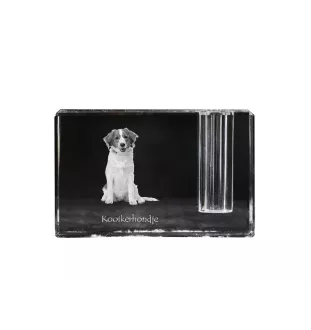 Kooikerhondje - Pen stand, crystal organiser with dog photo, unique desk decoration by Art-Dog brand