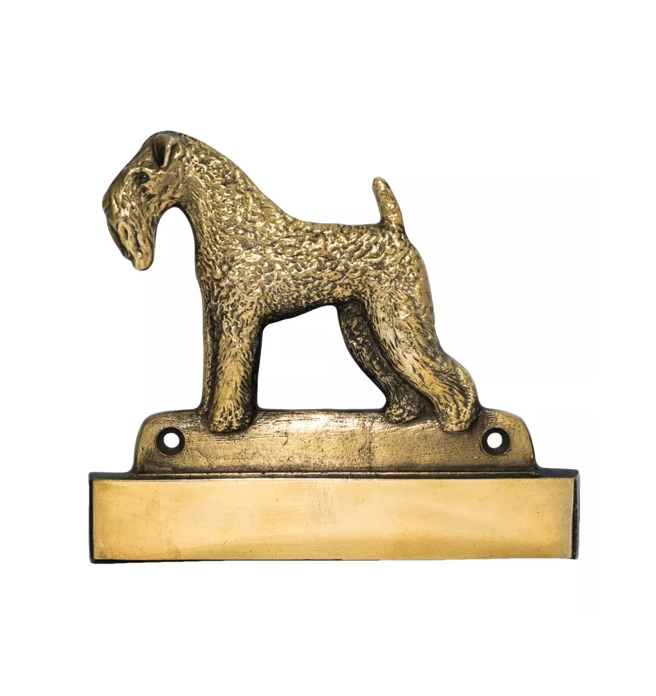 Kerry Blue Terrier, Irish Blue Terrier - Haustürschild mit Hund, Messingschild mit Namen, personalisiertes Türschild mit Markennamen Art-Dog