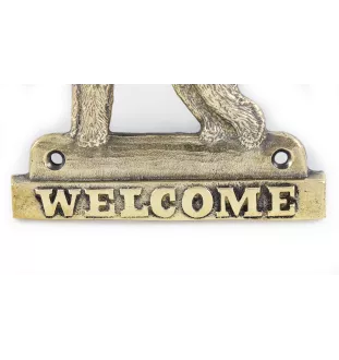 Kerry Blue Terrier, Irish Blue Terrier - a door sign with a dog, a brass welcome plaque, a unique sign with the inscription Welcome from the Art-Dog brand