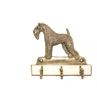 Kerry Blue Terrier, Irish Blue Terrier - key holder with a dog, brass handle for dog accessories, an elegant decoration for the hallway from the Art-Dog brand.