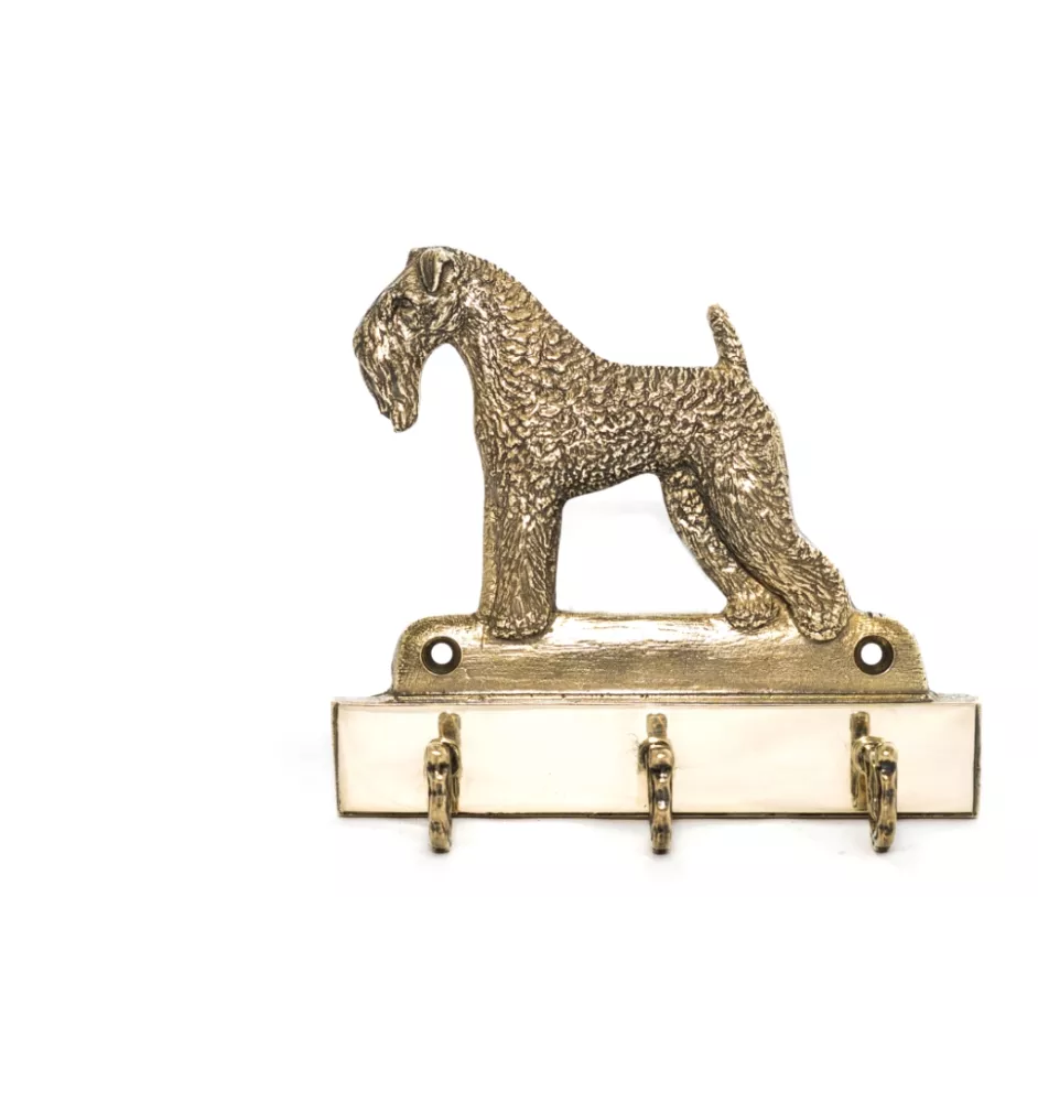 Kerry Blue Terrier, Irish Blue Terrier - key holder with a dog, brass handle for dog accessories, an elegant decoration for the hallway from the Art-Dog brand.