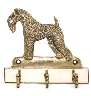 Kerry Blue Terrier, Irish Blue Terrier - key holder with a dog, brass handle for dog accessories, an elegant decoration for the hallway from the Art-Dog brand.