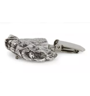 Kerry Blue Terrier, Irish Blue Terrier - brooch with a clip, holder for a start number, silver-plated dog show pin from the Art-Dog brand