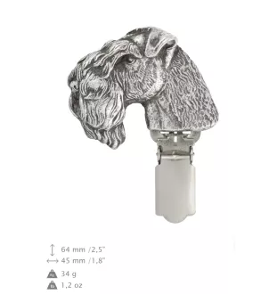 Terrier Kerry Blue - broche avec pince, support pour numéro de départ, épingle argentée pour exposition de chiens de la marque Art-Dog
