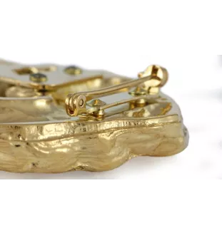 Kerry Blue Terrier, Irish Blue Terrier - brooch with a clip, gold-plated holder for a race number, elegant dog show pin from Art-Dog brand