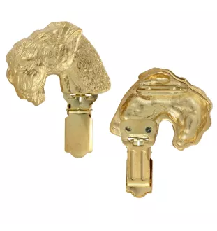 Kerry Blue Terrier, Irish Blue Terrier - brooch with a clip, gold-plated holder for a start number, a gift for a dog show by Art-Dog brand.