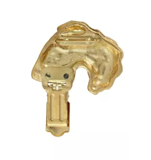 Kerry Blue Terrier, Irish Blue Terrier - brooch with a clip, gold-plated holder for a start number, a gift for a dog show by Art-Dog brand.