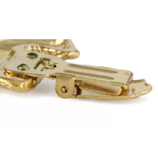 Kerry Blue Terrier, Irish Blue Terrier - brooch with a clip, gold-plated holder for a start number, a gift for a dog show by Art-Dog brand.