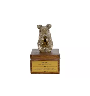 Kerry Blue Terrier, Irish Blue Terrier - urn for dog ashes with a statuette, small urn for a dog, personalized urn with a bust of a dog by Art-Dog brand