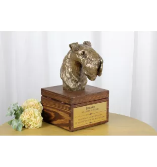 Terrier Kerry Blue - urne pour les cendres du chien avec une statuette, petite urne pour chien, urne personnalisée avec le buste du chien de la marque Art-Dog