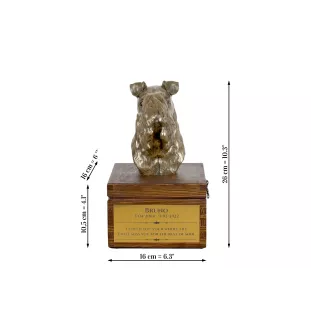 Kerry Blue Terrier, Irish Blue Terrier - urn for dog ashes with a statuette, small urn for a dog, personalized urn with a bust of a dog by Art-Dog brand