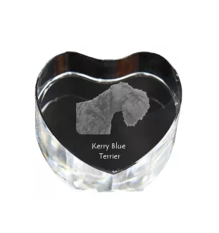 Kerry Blue Terrier, Irish Blue Terrier - a photo of a dog in crystal, crystal heart, unique photo frame from the Art-Dog brand