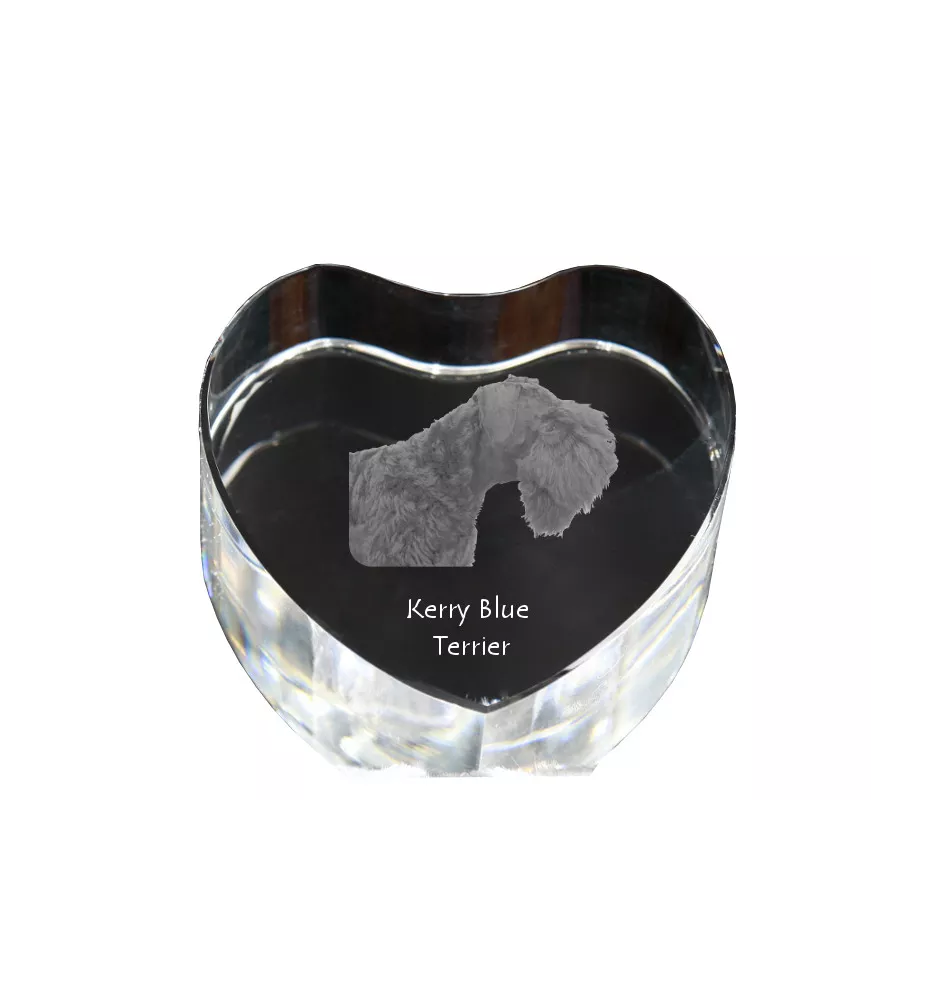 Terrier Kerry Blue - une photo de chien dans un cristal, un cœur en cristal, un cadre photo exceptionnel de la marque Art-Dog