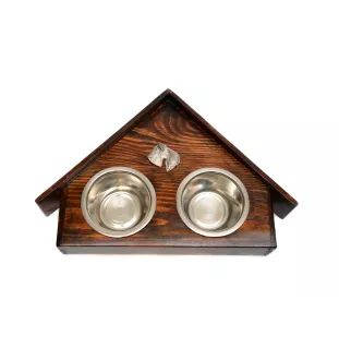 Terrier Kerry Blue - support en bois avec des bols pour chien, bols pour chien décoratifs, cadeau pour l'adoption d'un chien de la marque Art-Dog